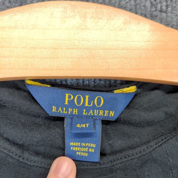 Polo Ralph Lauren Girls Pleated Top Toddler Black 4/4T Long Sleeve Overlay Hem - Picture 8 of 12